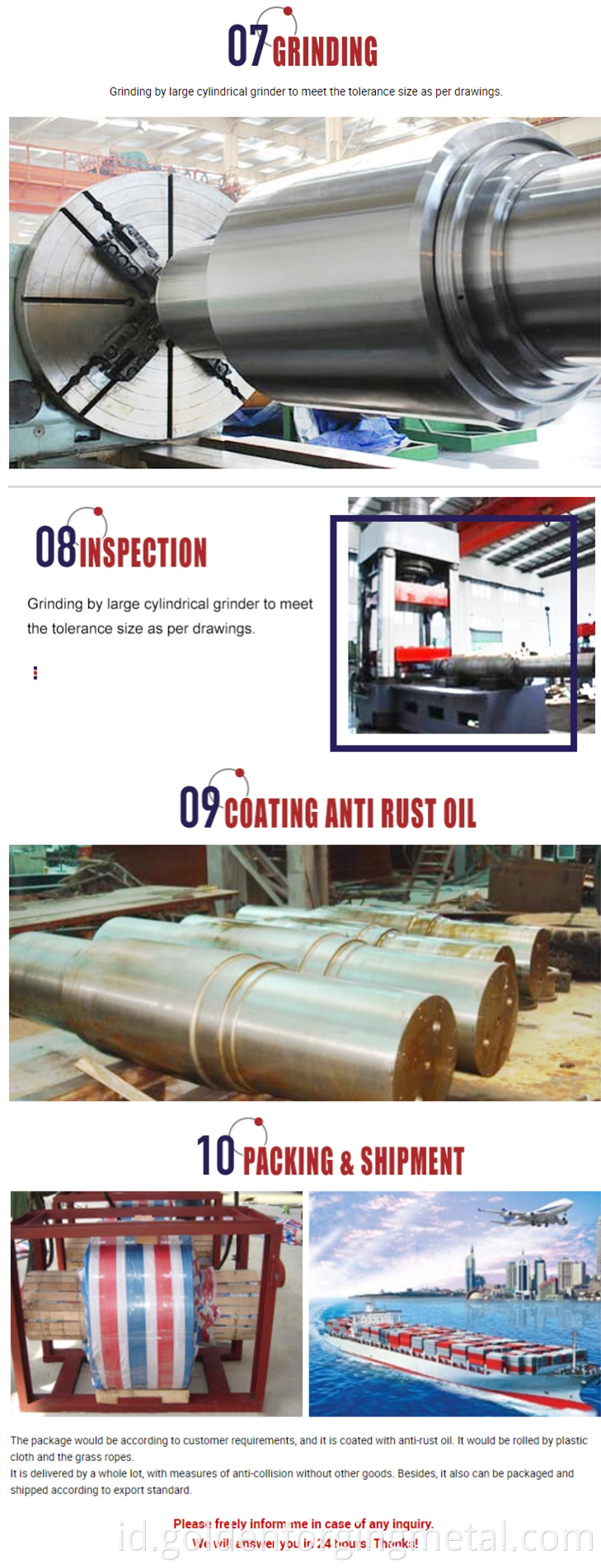 AISI4140 ST52 A36 Steel Rolling Mill Tube and Sleeves untuk Universal Steel Mill